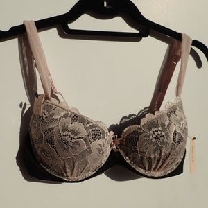 NWT 34B Sophie B. Pink Black Bra Light Pushup Lift